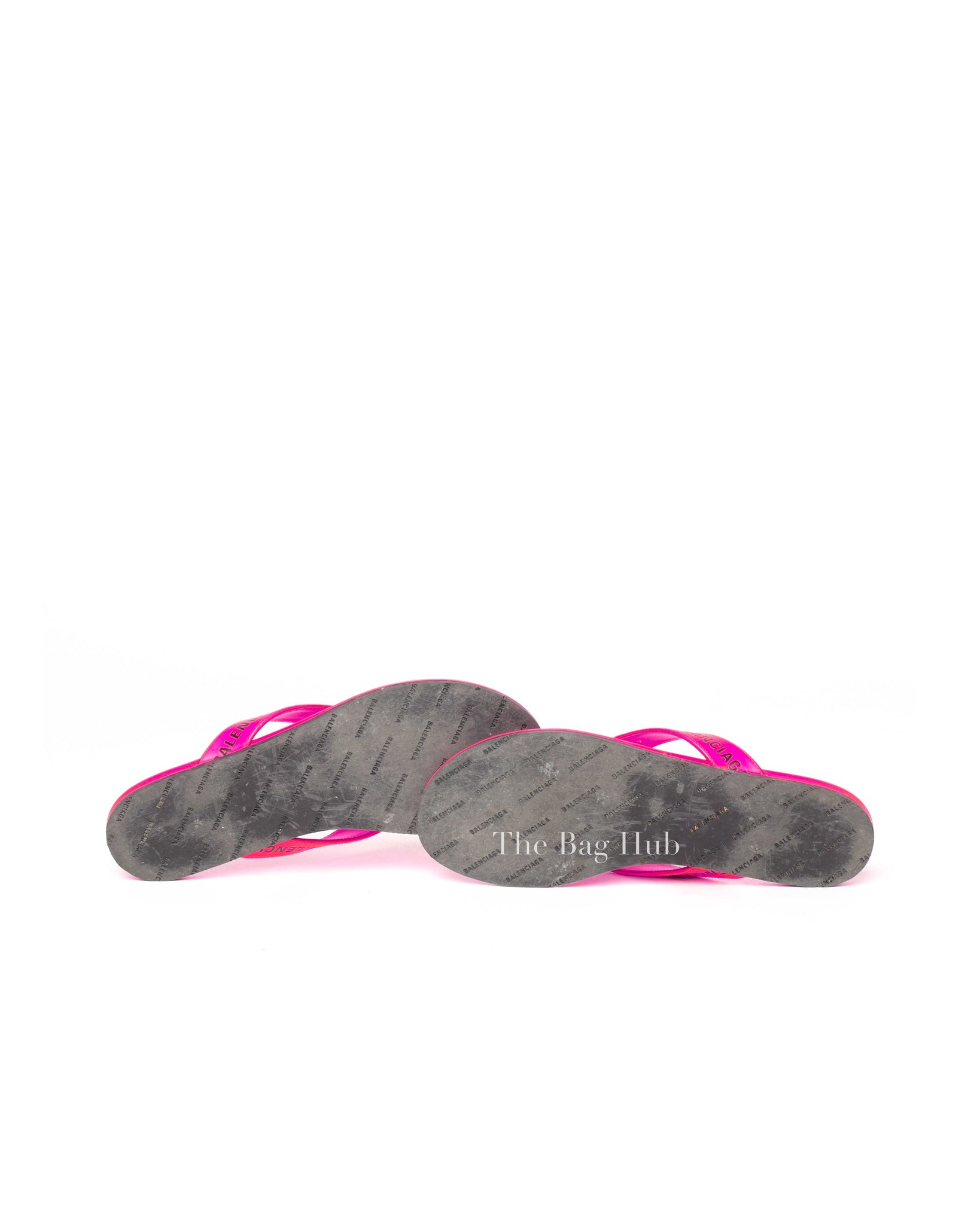 Balenciaga Neon Pink Logo Flip Flops Size 37-8