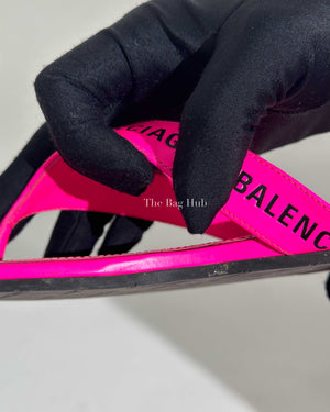 Balenciaga Neon Pink Logo Flip Flops Size 37-16
