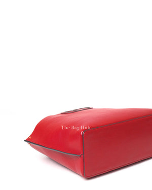 Valentino Garavani Red Calfskin Large Vlogo Fillme Tote Bag-7