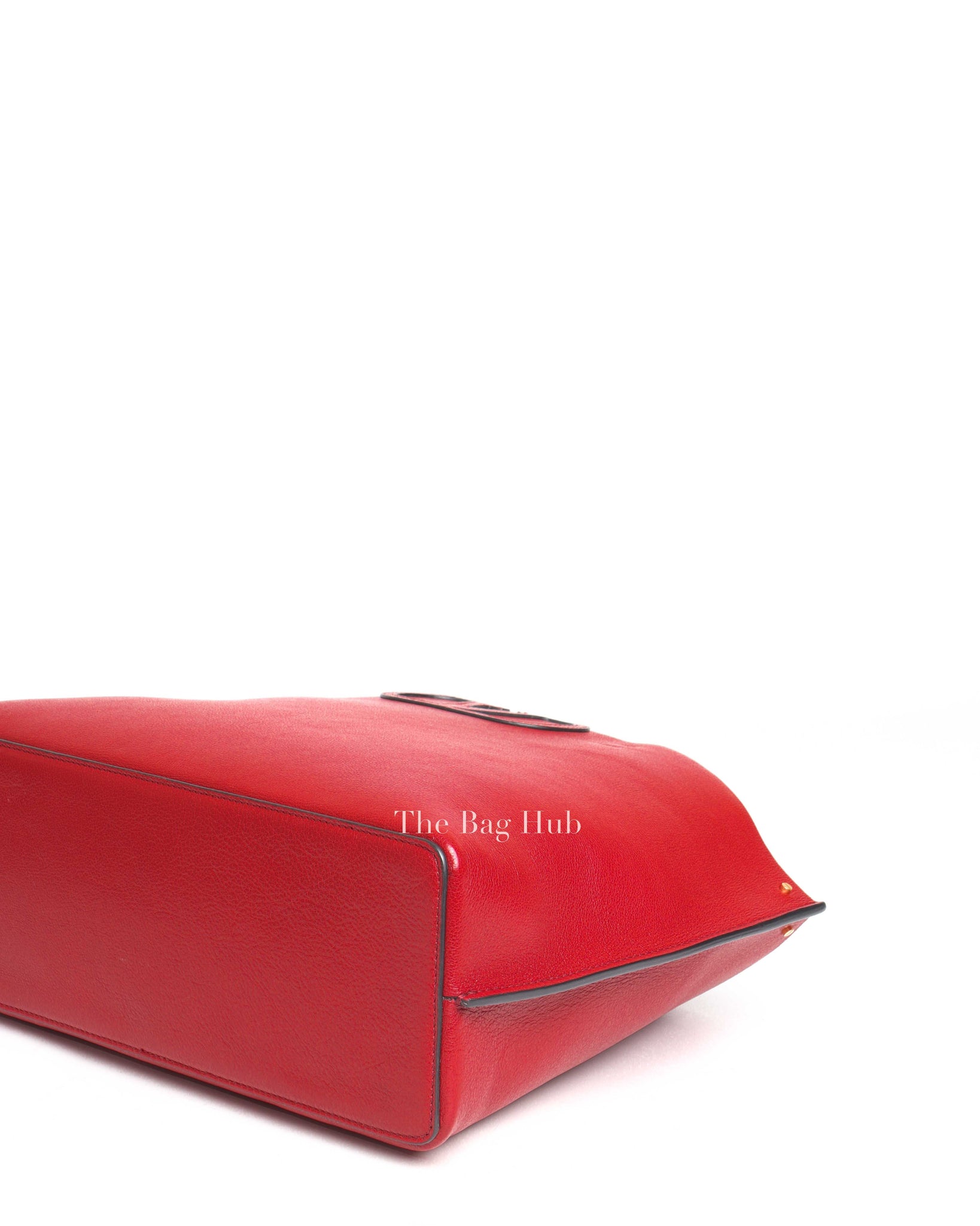 Valentino Garavani Red Calfskin Large Vlogo Fillme Tote Bag-8