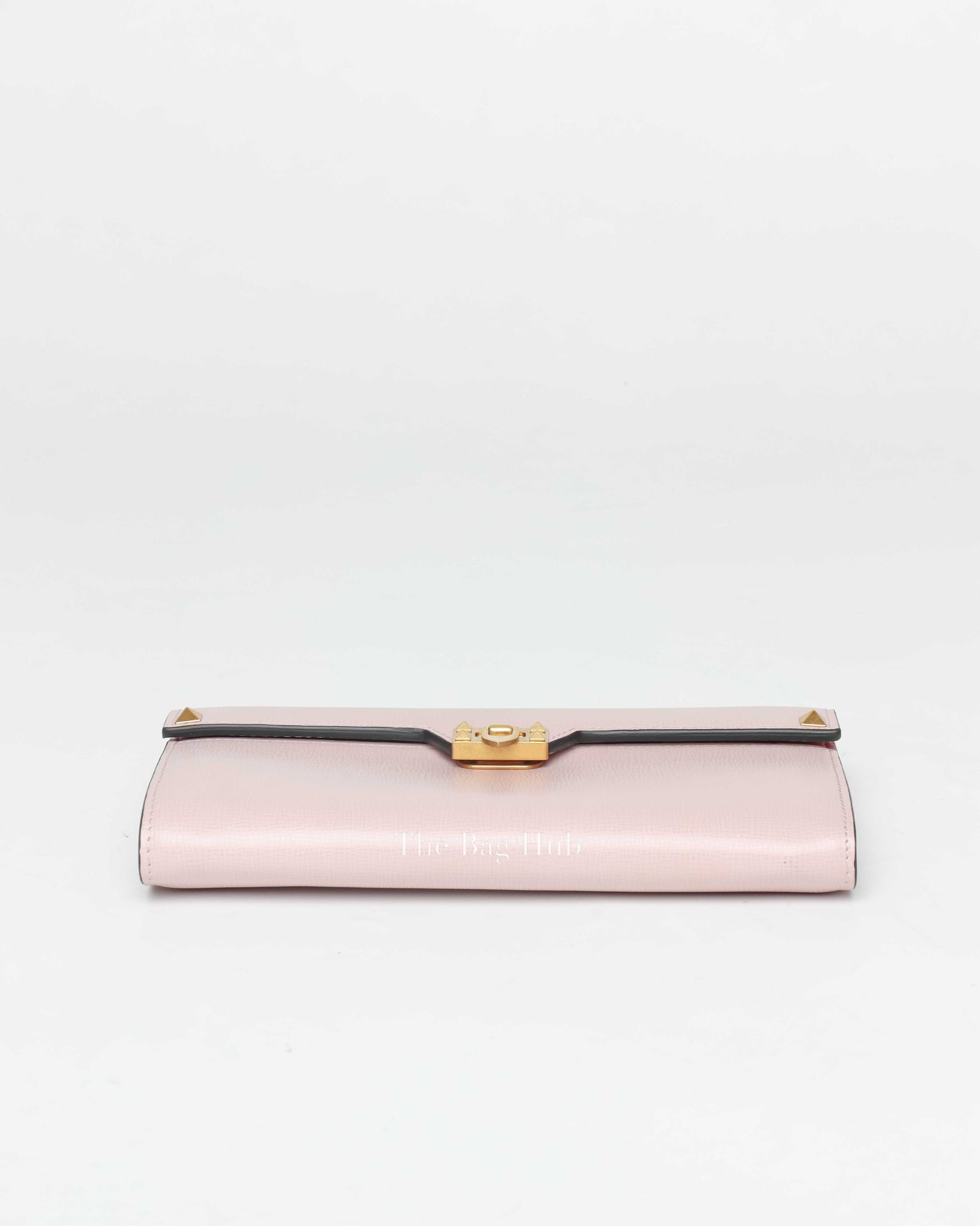 Valentino Light Pink Leather Rockstud Flap Wallet on Chain