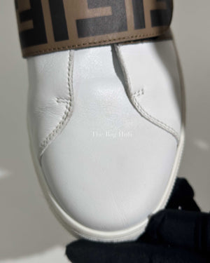 Fendi White Van Kalfsleer Logo Print Unisex Kids Sneakers Size 37-13