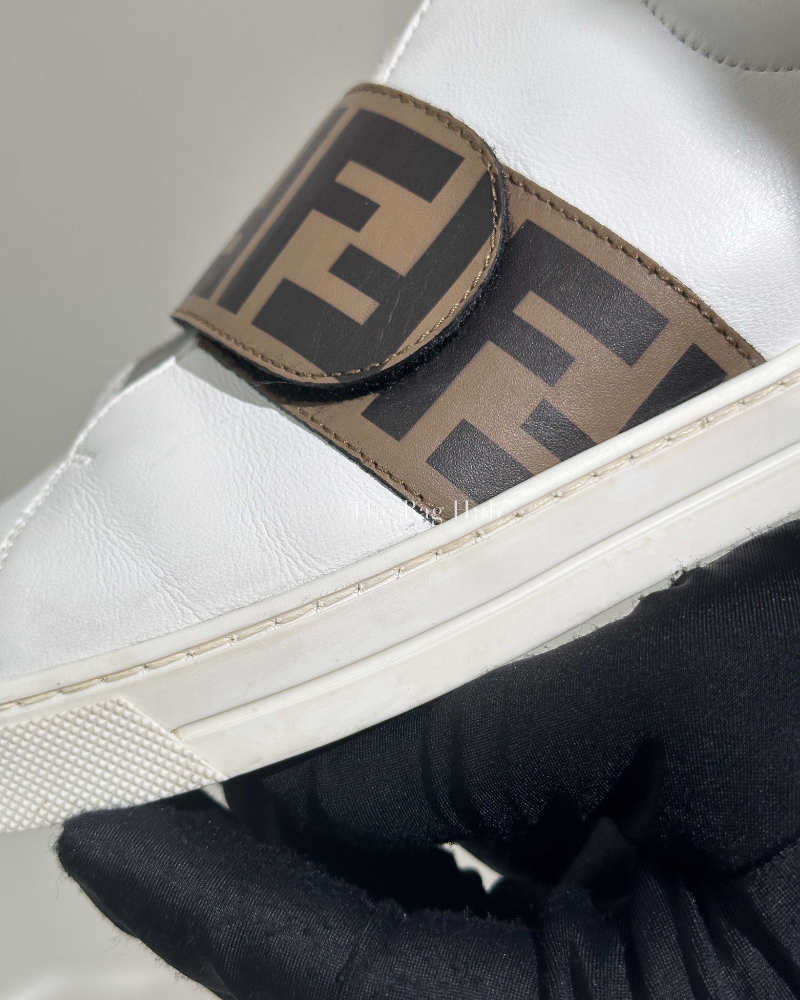 Fendi White Van Kalfsleer Logo Print Unisex Kids Sneakers Size 37-15