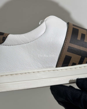 Fendi White Van Kalfsleer Logo Print Unisex Kids Sneakers Size 37-17