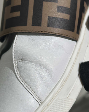 Fendi White Van Kalfsleer Logo Print Unisex Kids Sneakers Size 37-21