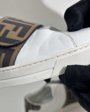Fendi White Van Kalfsleer Logo Print Unisex Kids Sneakers Size 37-23
