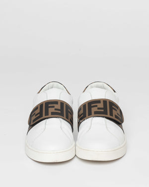 Fendi White Van Kalfsleer Logo Print Unisex Kids Sneakers Size 37-3