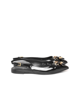 Louis Vuitton Noir Patent Leather Insider Ballet Flats Slingback Size 35.5-5