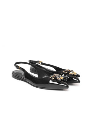 Louis Vuitton Noir Patent Leather Insider Ballet Flats Slingback Size 35.5-2