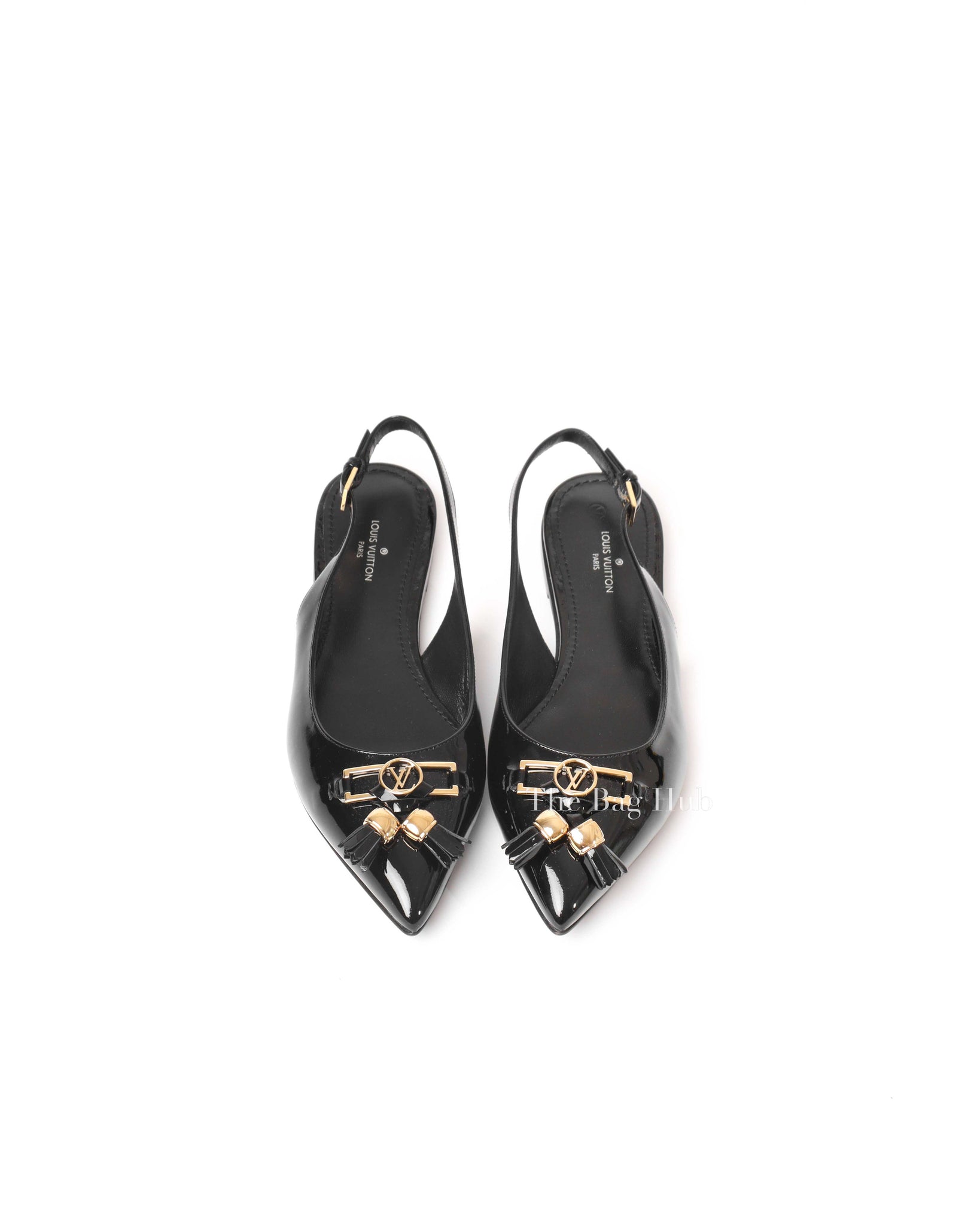 Louis Vuitton Noir Patent Leather Insider Ballet Flats Slingback Size 35.5-4