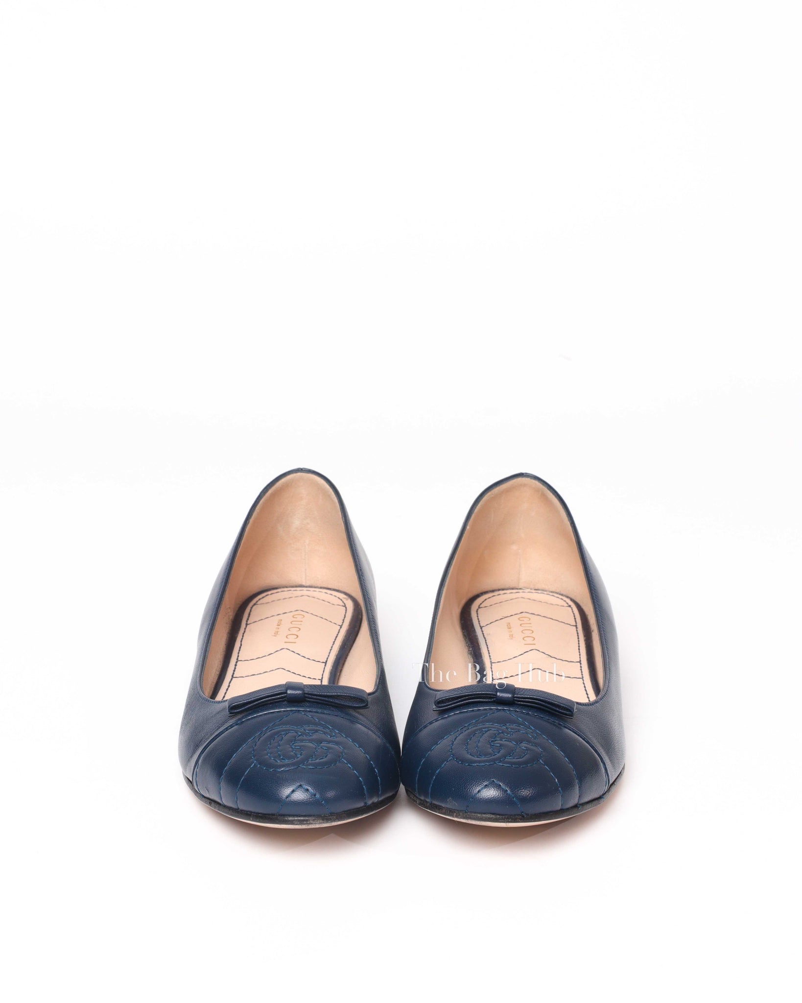 Gucci Blue Agata Nappa Leather Charlotte Ballet Flats Size 37.5-3