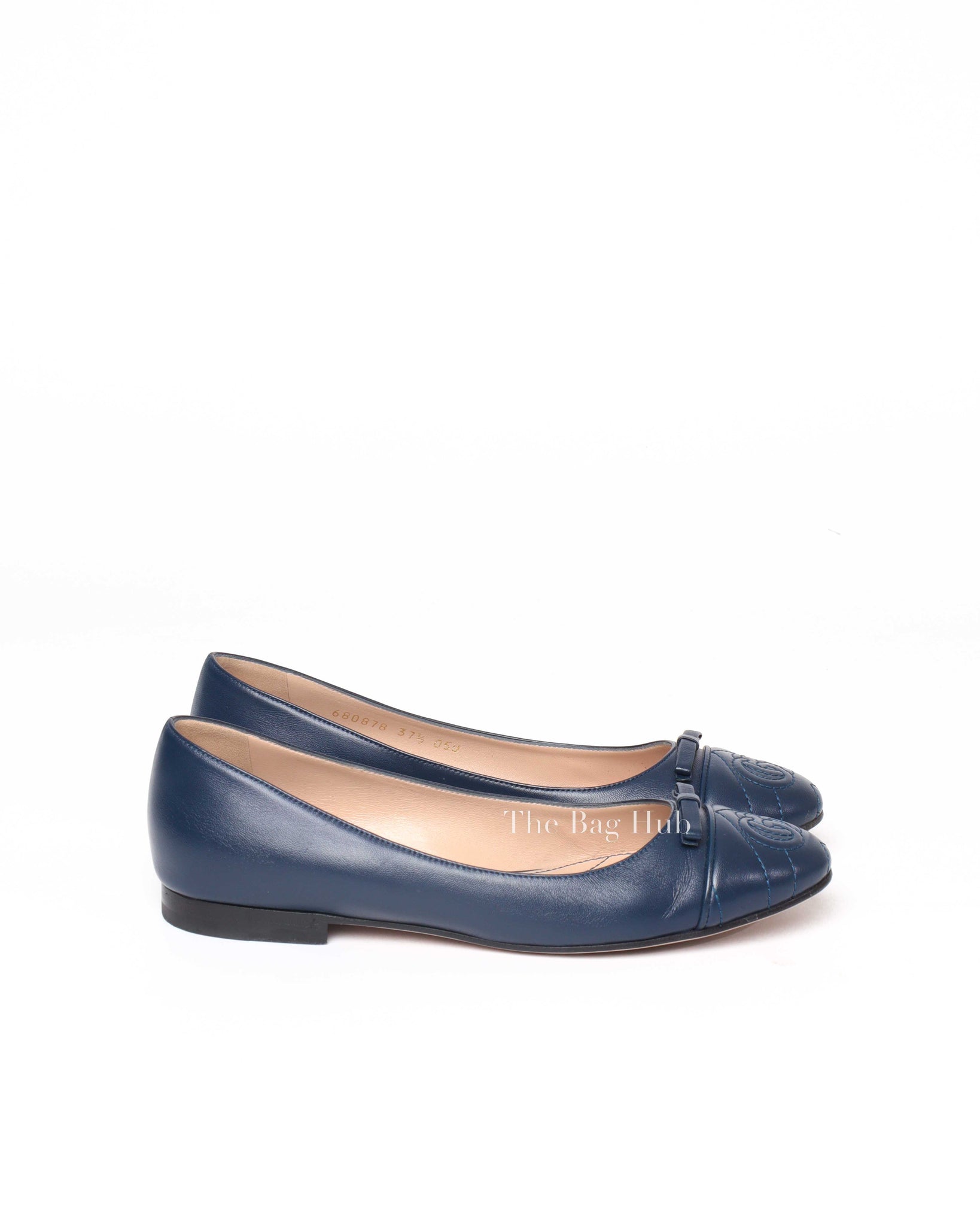 Gucci Blue Agata Nappa Leather Charlotte Ballet Flats Size 37.5-5