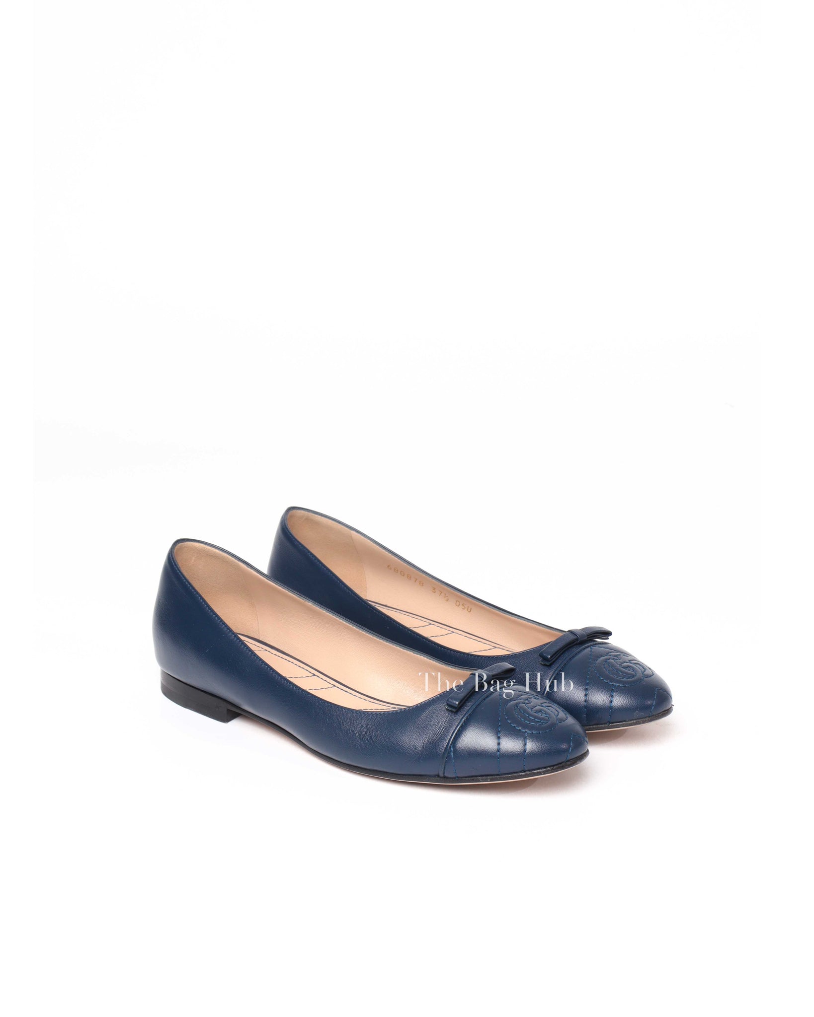 Gucci Blue Agata Nappa Leather Charlotte Ballet Flats Size 37.5-2