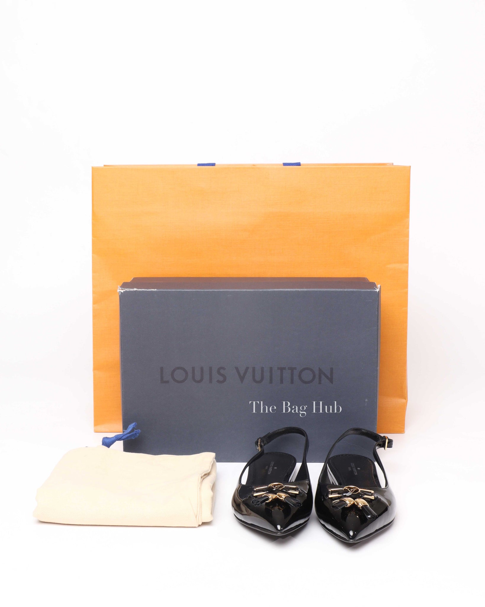 Louis Vuitton Noir Patent Leather Insider Ballet Flats Slingback Size 36.5