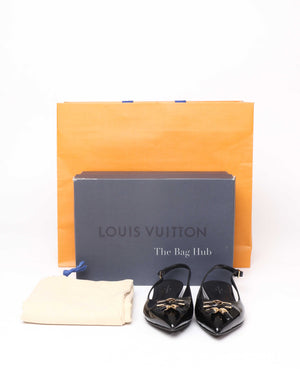 Louis Vuitton Noir Patent Leather Insider Ballet Flats Slingback Size 36.5
