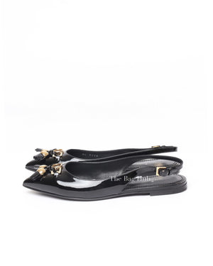 Louis Vuitton Noir Patent Leather Insider Ballet Flats Slingback Size 36.5