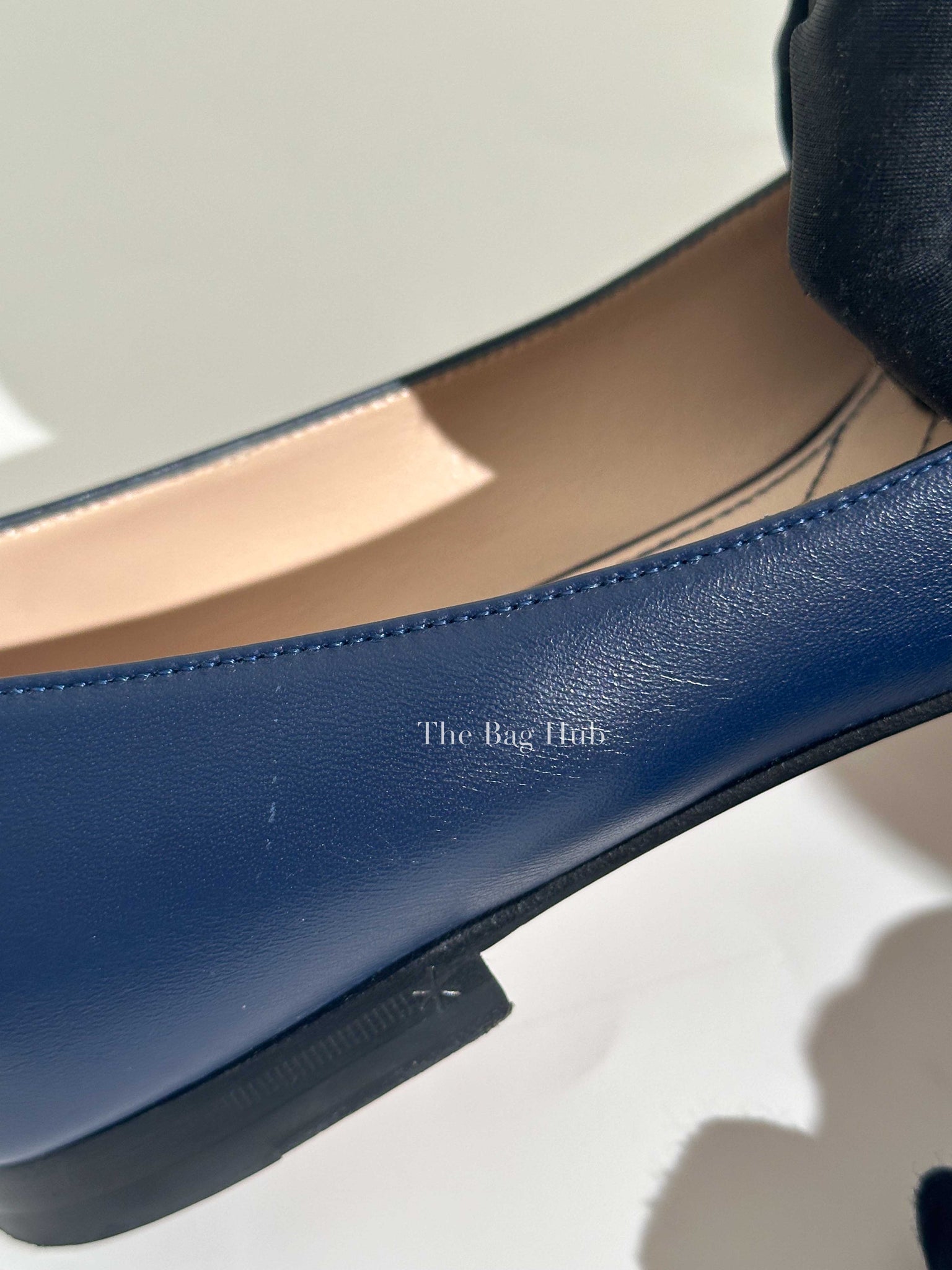 Gucci Blue Agata Nappa Leather Charlotte Ballet Flats Size 37.5-10