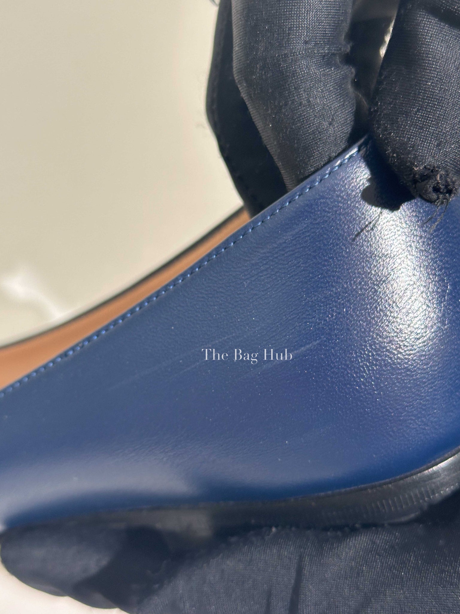 Gucci Blue Agata Nappa Leather Charlotte Ballet Flats Size 37.5-11