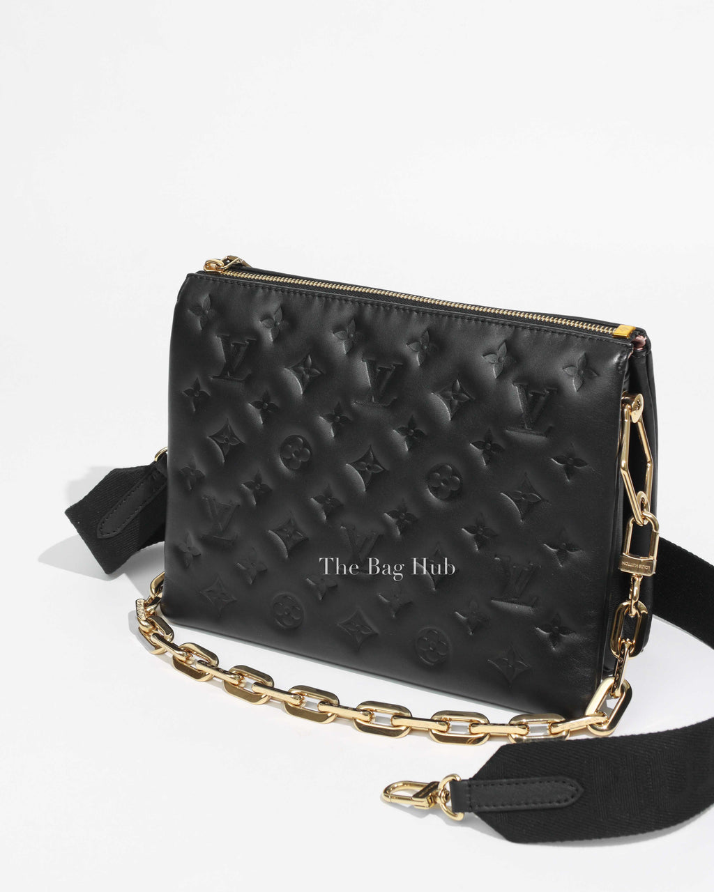 Louis Vuitton Black Monogram Embossed Lambskin Leather Coussin PM Sling Bag-1