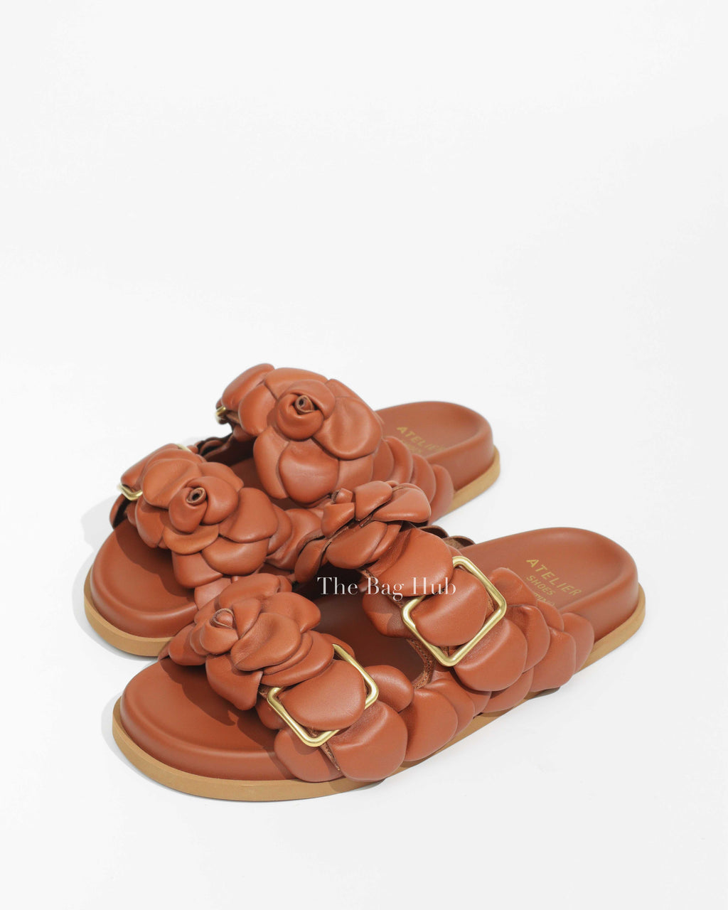 Valentino Garavani Tan Leather Atelier 03 Rose Edition Slides Size 36-1
