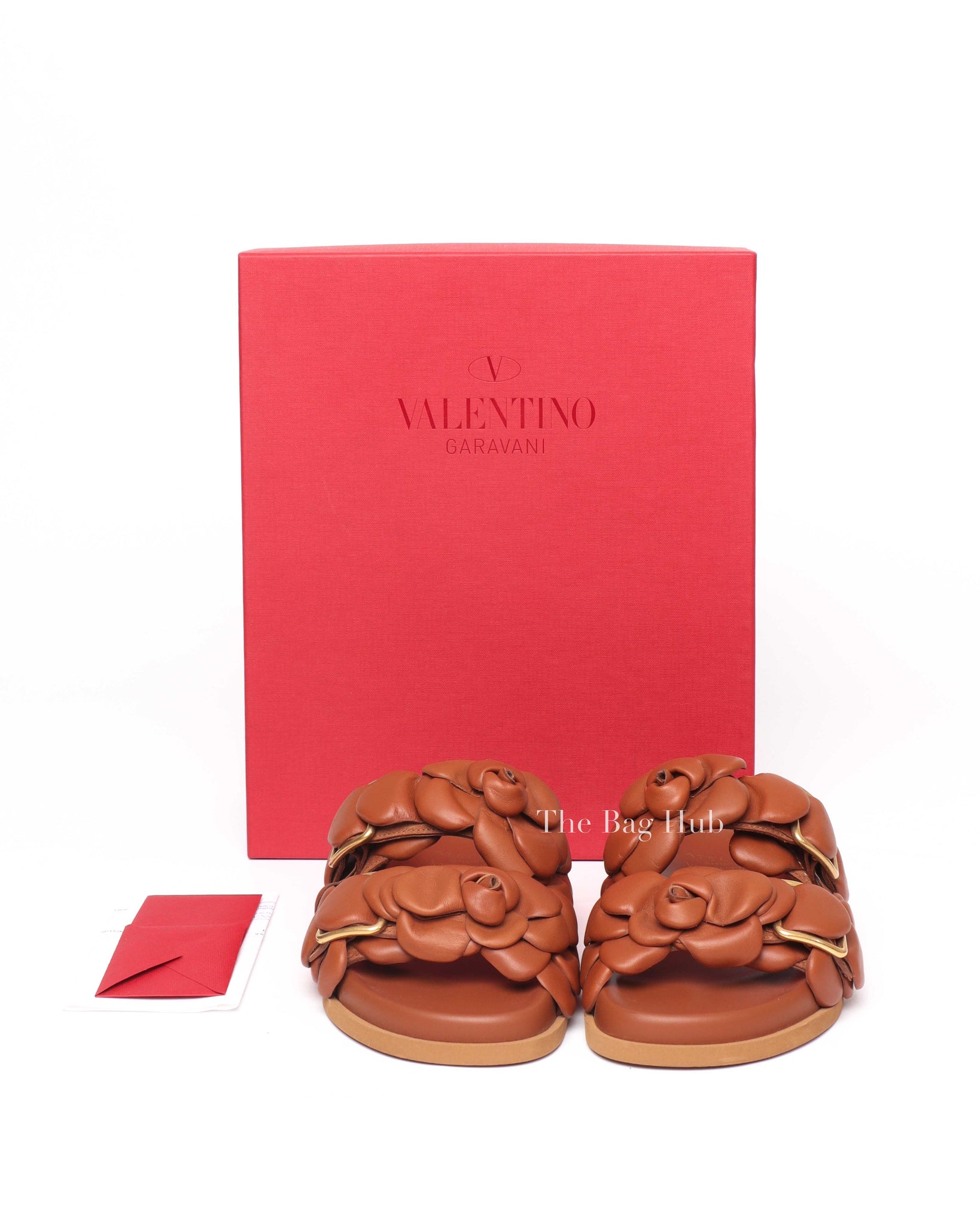 Valentino Garavani Tan Leather Atelier 03 Rose Edition Slides Size 36-9