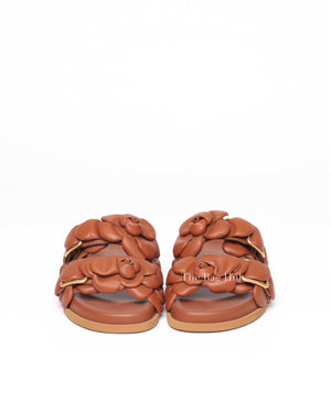Valentino Garavani Tan Leather Atelier 03 Rose Edition Slides Size 36-3