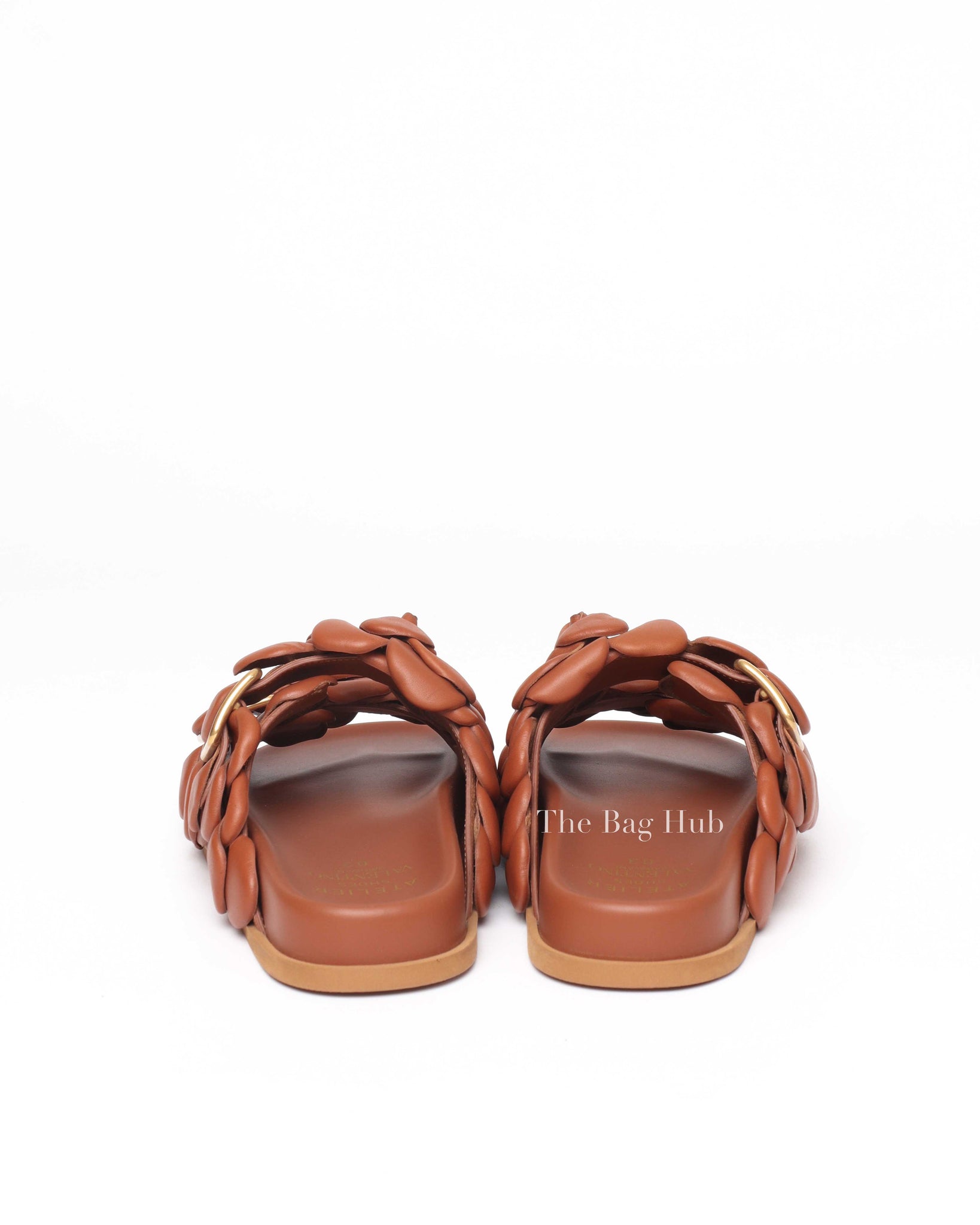 Valentino Garavani Tan Leather Atelier 03 Rose Edition Slides Size 36-7