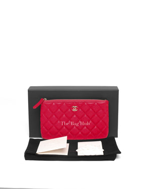 Chanel Red Caviar Quilted Small O-Case Pouch-12