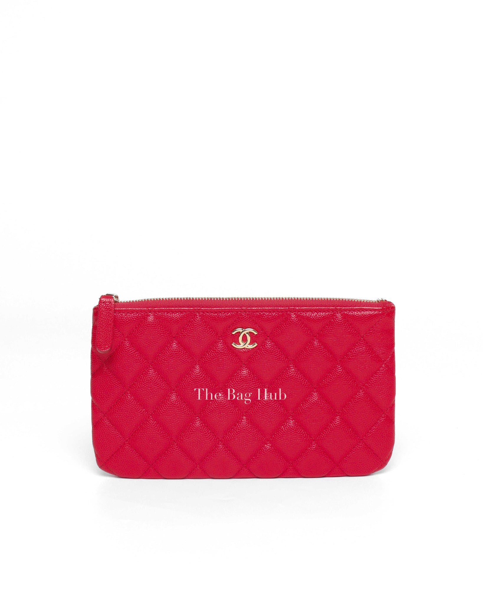 Chanel Red Caviar Quilted Small O-Case Pouch-2