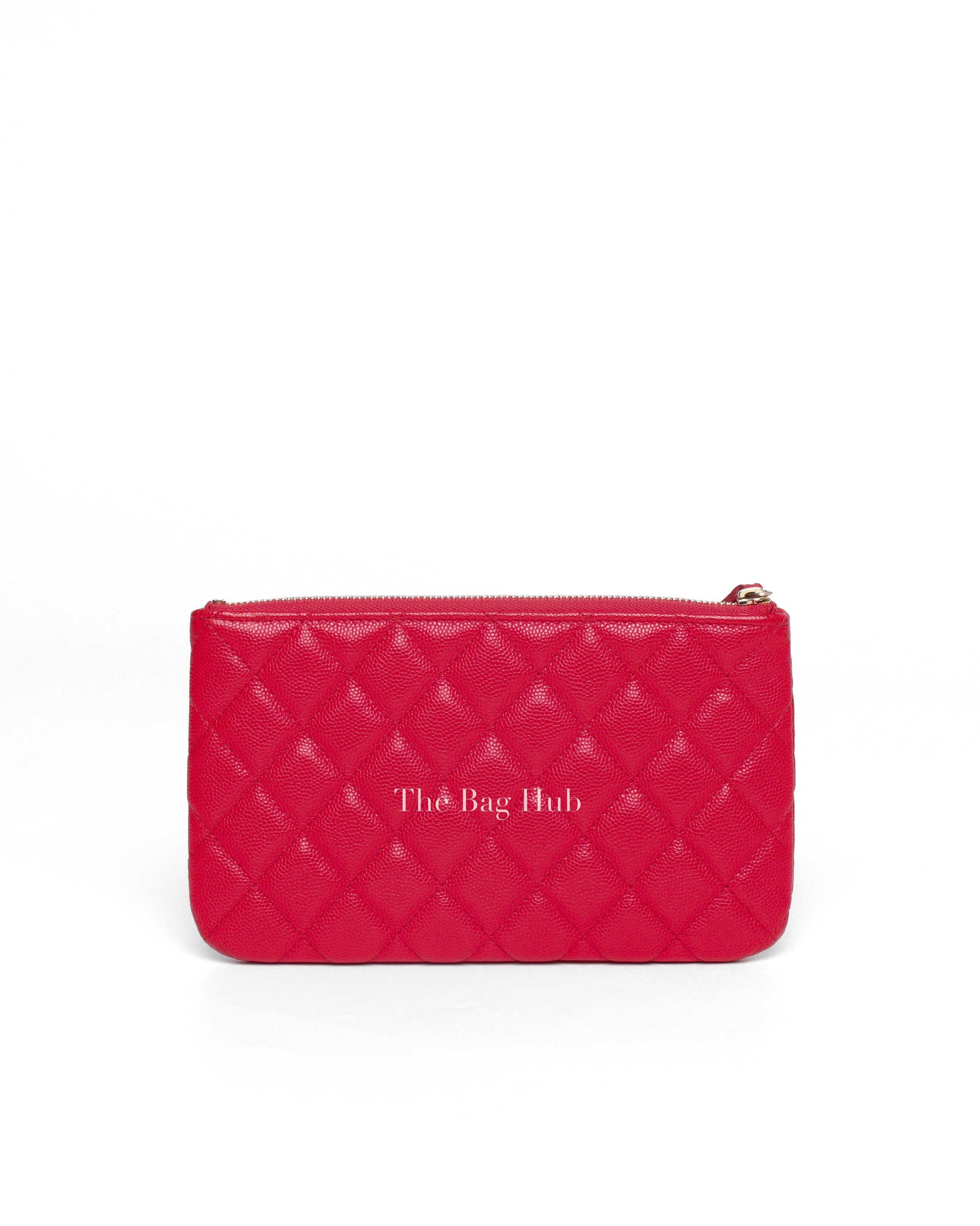 Chanel Red Caviar Quilted Small O-Case Pouch-3
