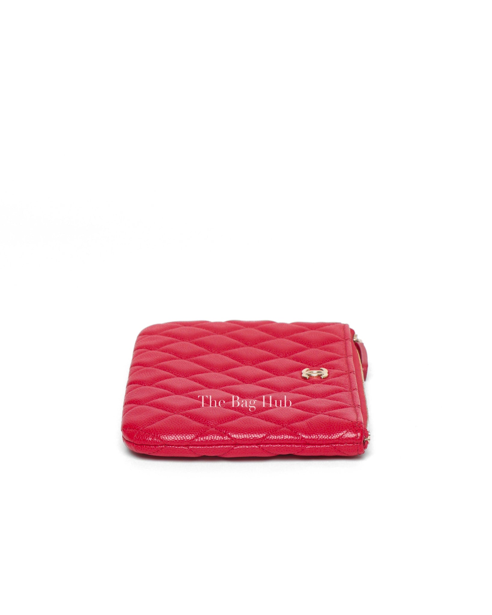 Chanel Red Caviar Quilted Small O-Case Pouch-5