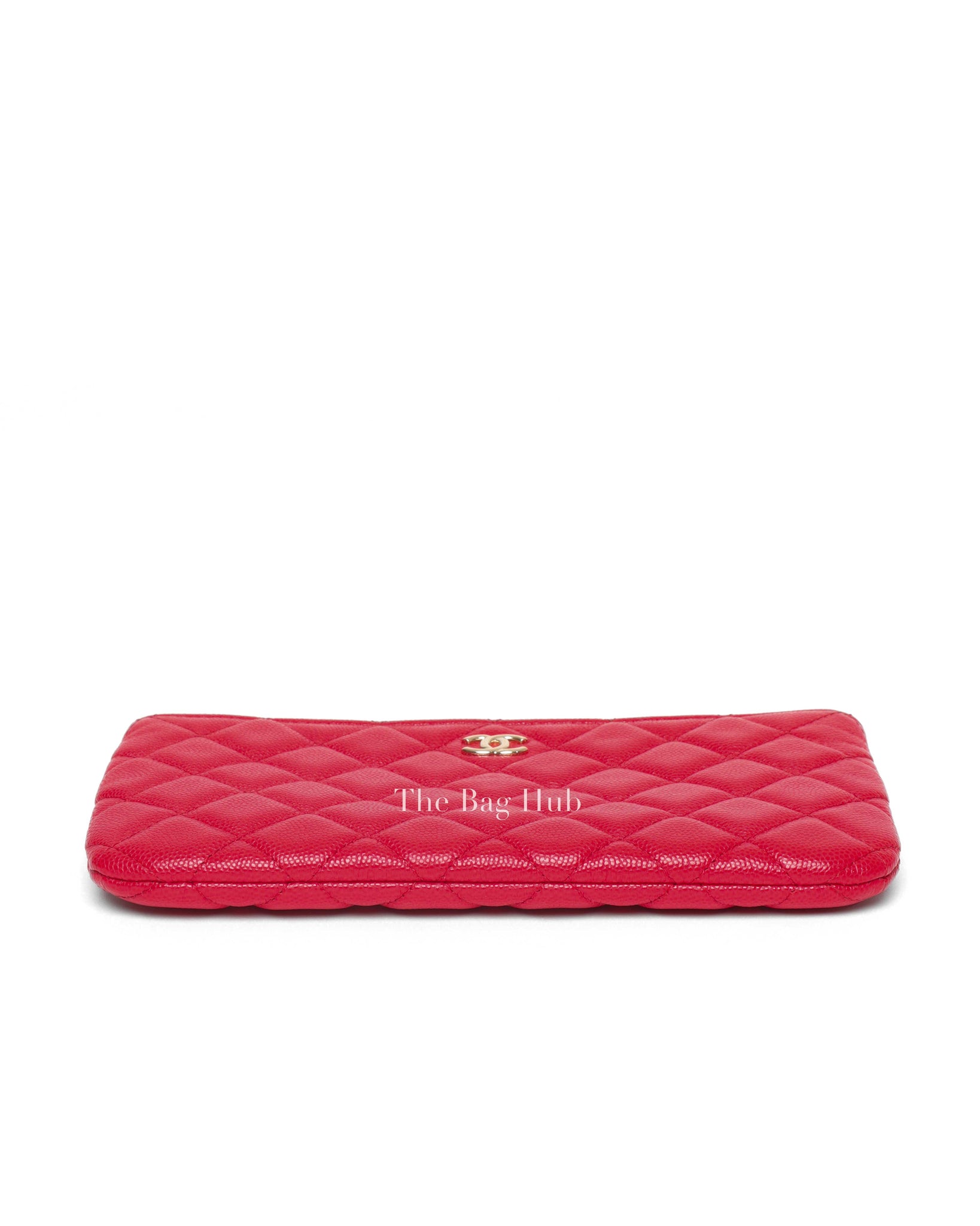 Chanel Red Caviar Quilted Small O-Case Pouch-6