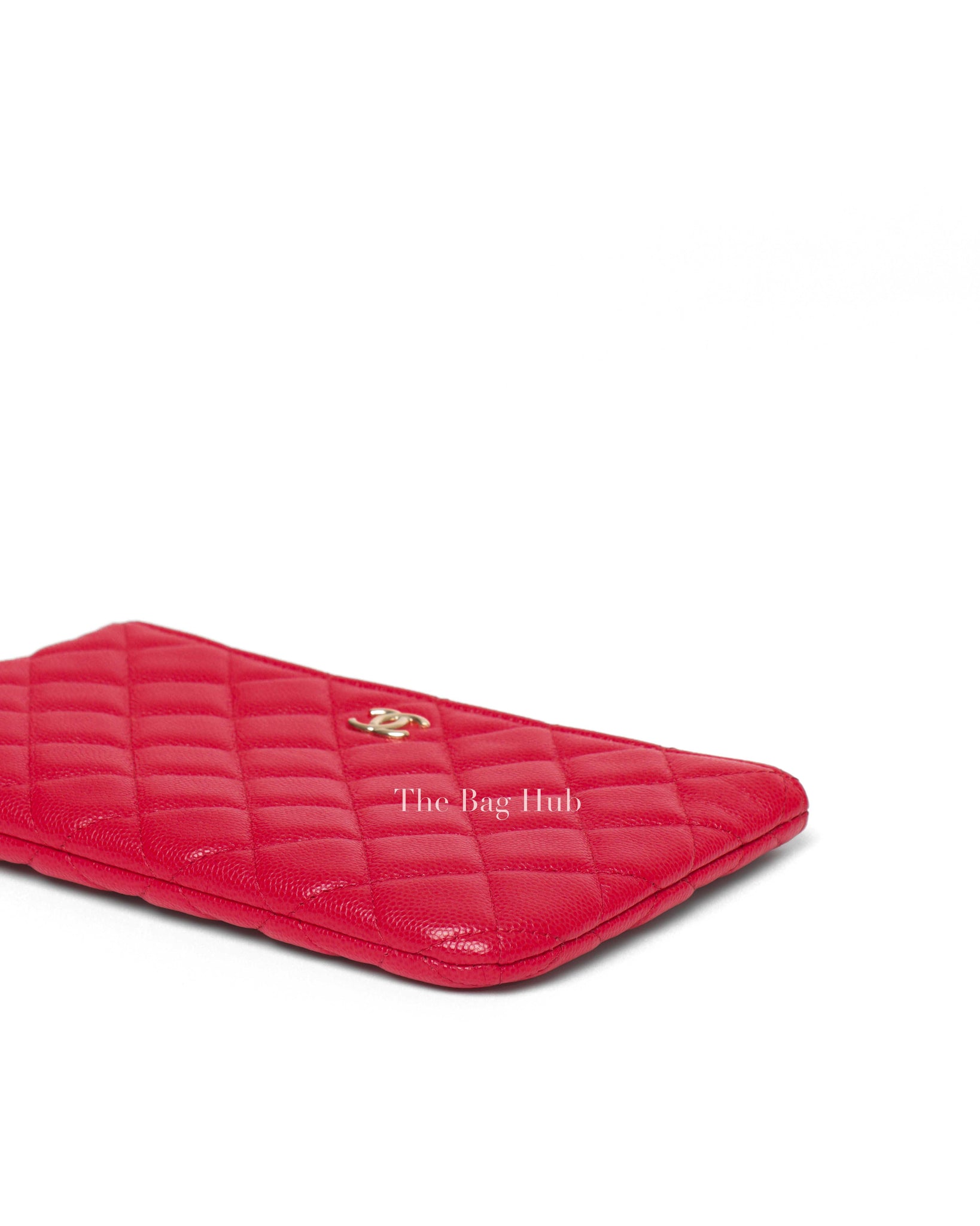 Chanel Red Caviar Quilted Small O-Case Pouch-8