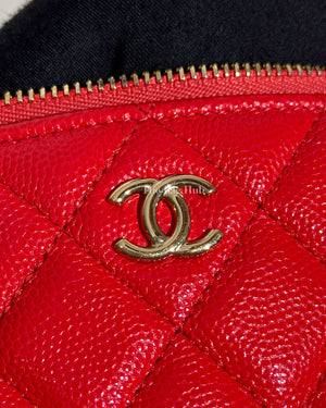 Chanel Red Caviar Quilted Small O-Case Pouch-13