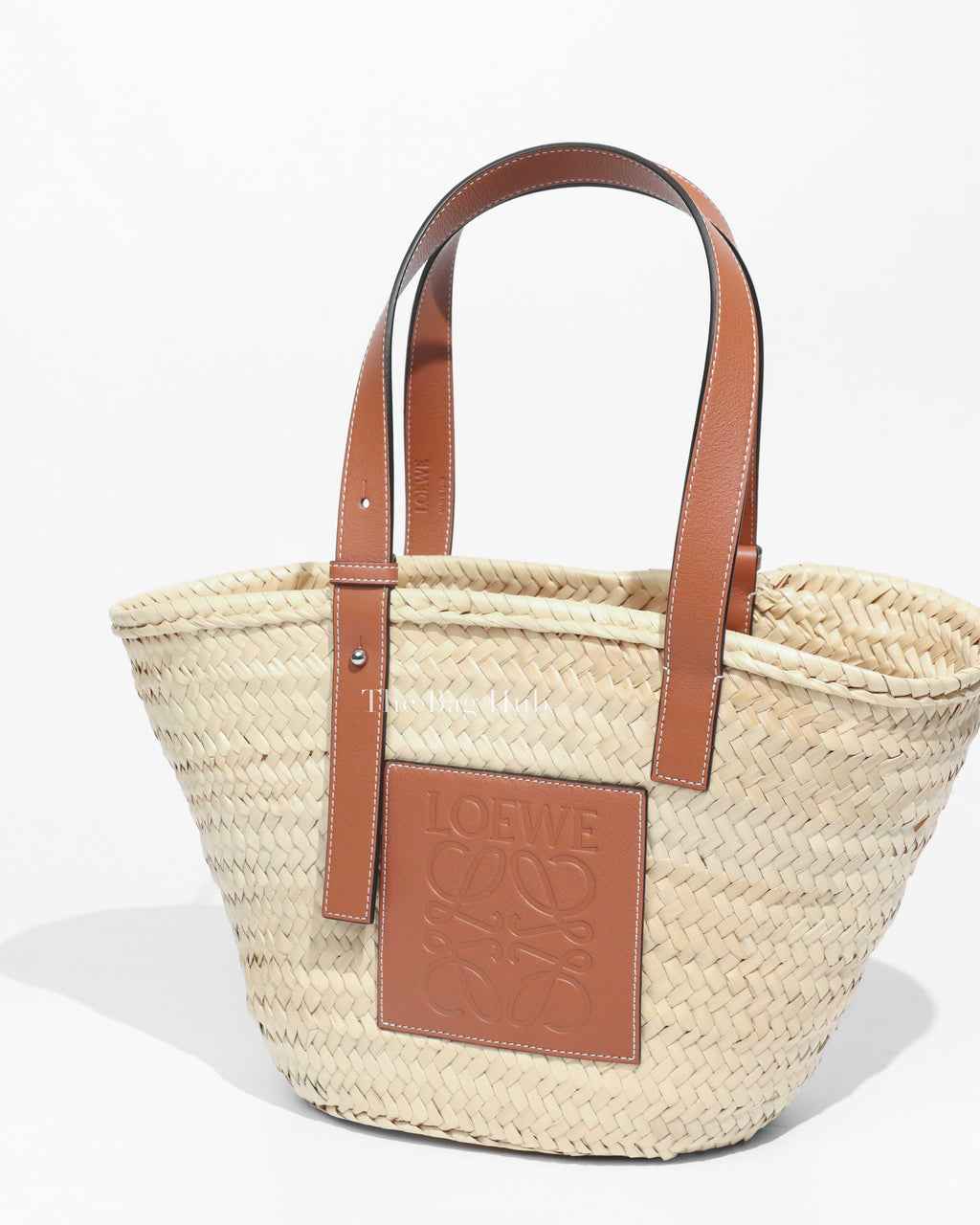 Loewe Brown/Natural Palm Leaf Medium Basket Tote Bag-1