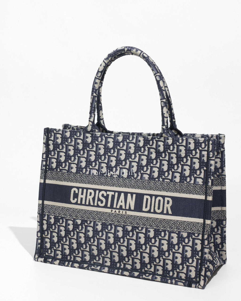 Christian Dior Blue Oblique Embroidery Medium Book Tote Bag-1