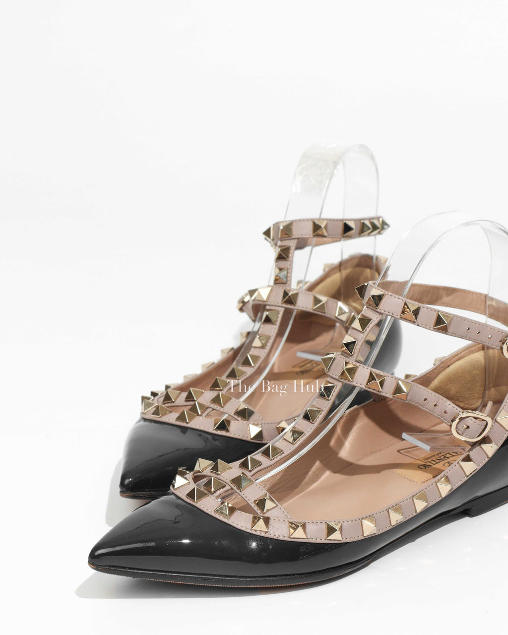 Valentino Garavani Black Patent Rockstud Cage Ballet Flats Size 35.5-1