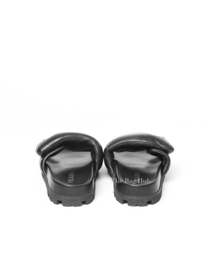 Prada Black Soft Padded Nappa Leather Slides Size 38-7