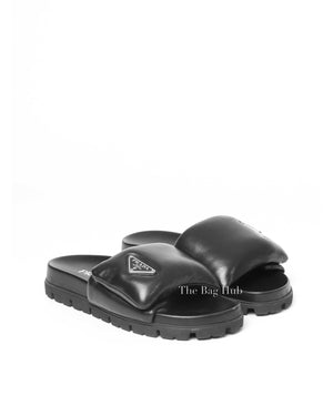 Prada Black Soft Padded Nappa Leather Slides Size 38-2