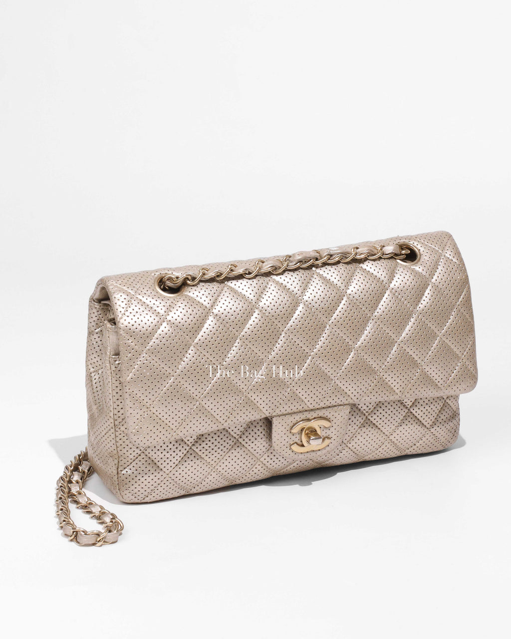 Chanel Metallic Gold Lambskin Perforated Medium Double Flap Bag-1