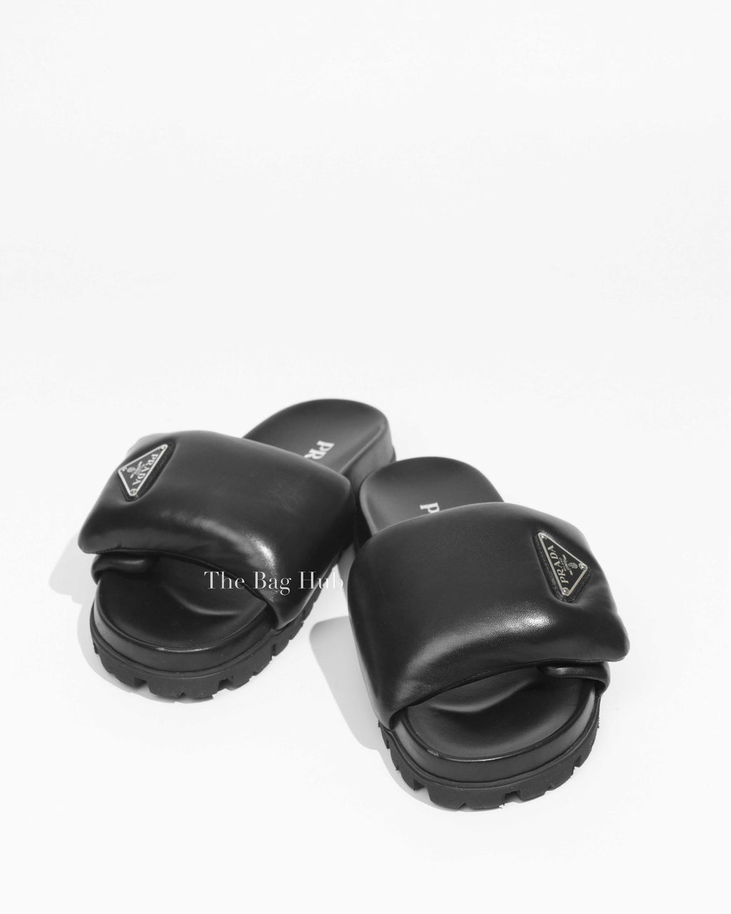 Prada Black Soft Padded Nappa Leather Slides Size 38-1