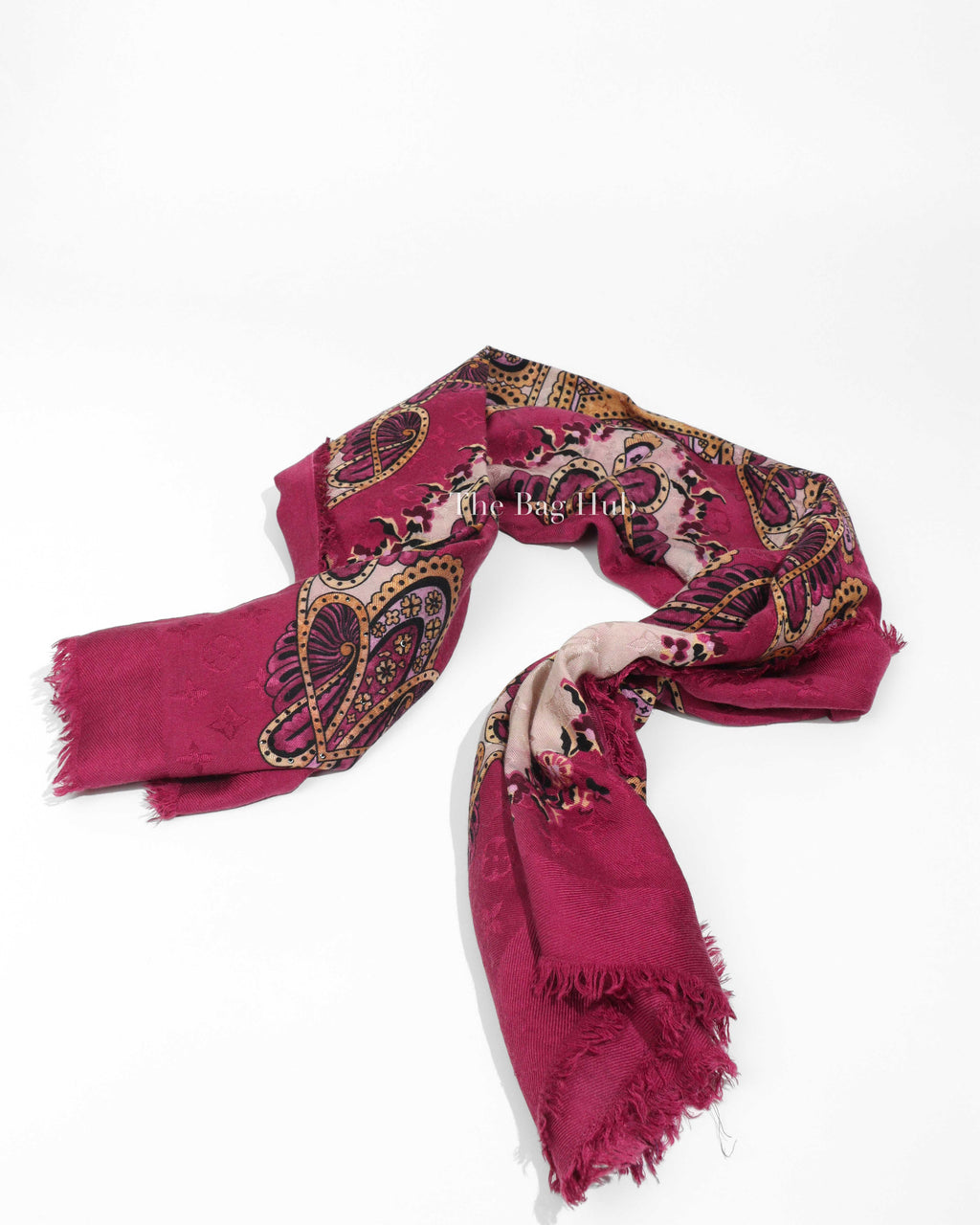 Louis Vuitton Paisley Purple Monogram Silk/Wool Shawl Scarf-1