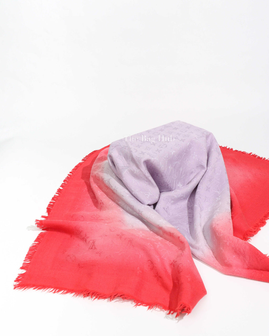Louis Vuitton Purple/Pink Monogram Silk/Wool Shawl Scarf-1