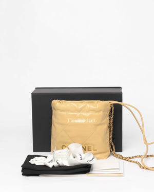 Chanel Beige Calfskin C22 Mini Handbag GHW-13