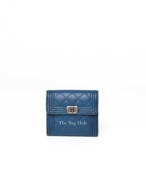 Chanel Navy Blue Caviar Quilted Boy Flap Compact Wallet-Image-2