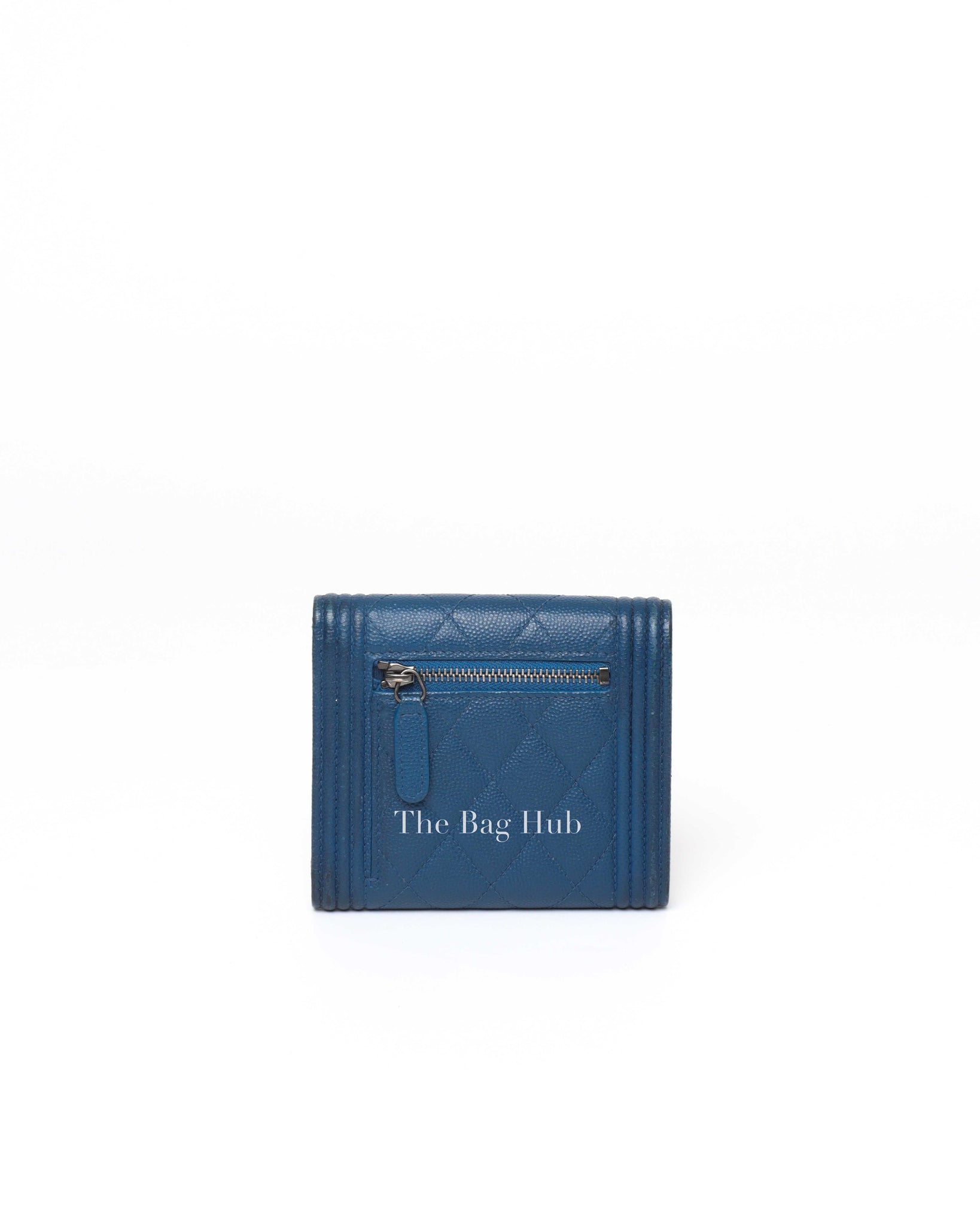 Chanel Navy Blue Caviar Quilted Boy Flap Compact Wallet-Image-3
