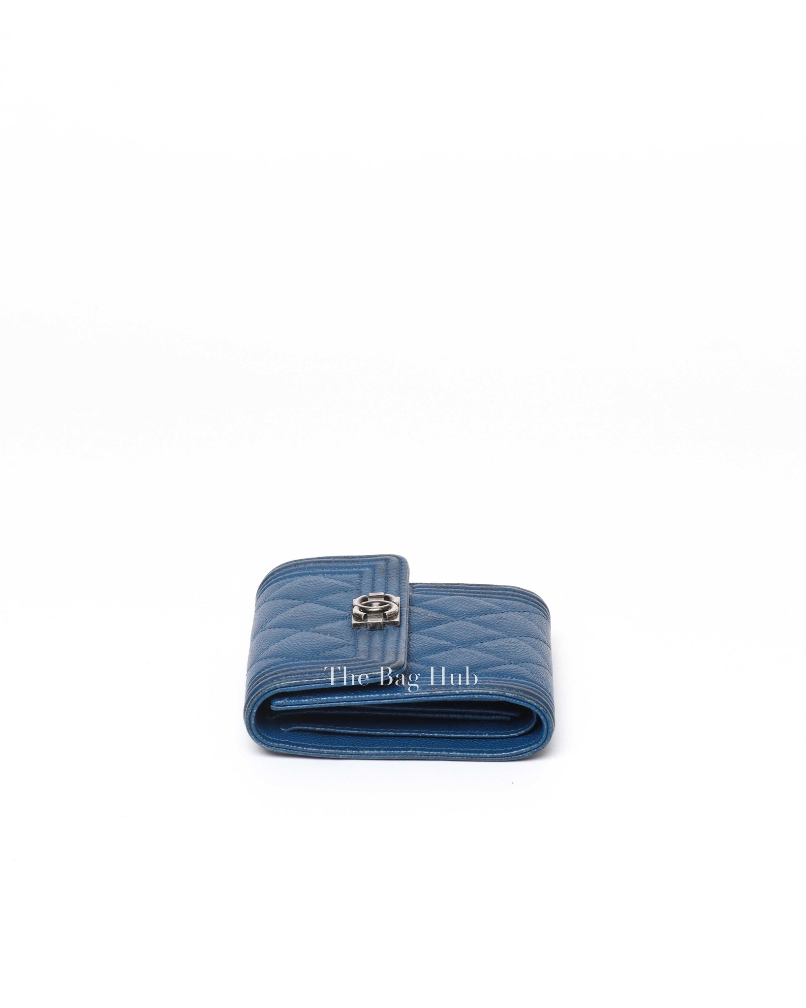 Chanel Navy Blue Caviar Quilted Boy Flap Compact Wallet-Image-4