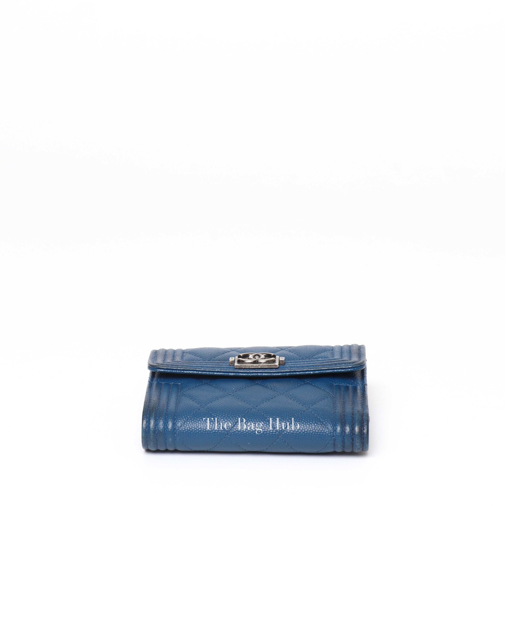 Chanel Navy Blue Caviar Quilted Boy Flap Compact Wallet-Image-6