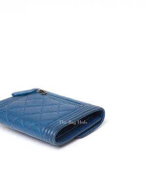 Chanel Navy Blue Caviar Quilted Boy Flap Compact Wallet-Image-10