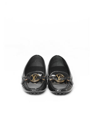Louis Vuitton Black Patent Leather Oxford Flat Loafer Shoes Size 35-3